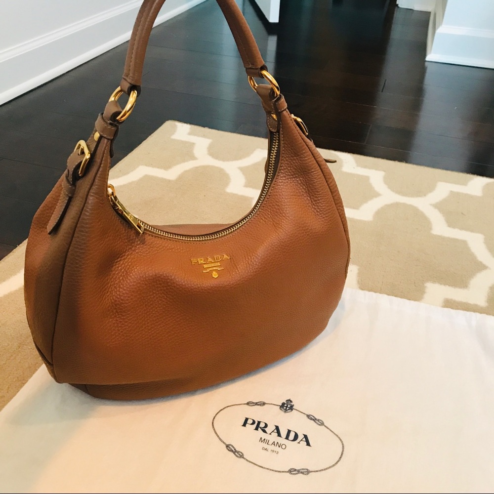 Prada Tan Leather Hobo Bag